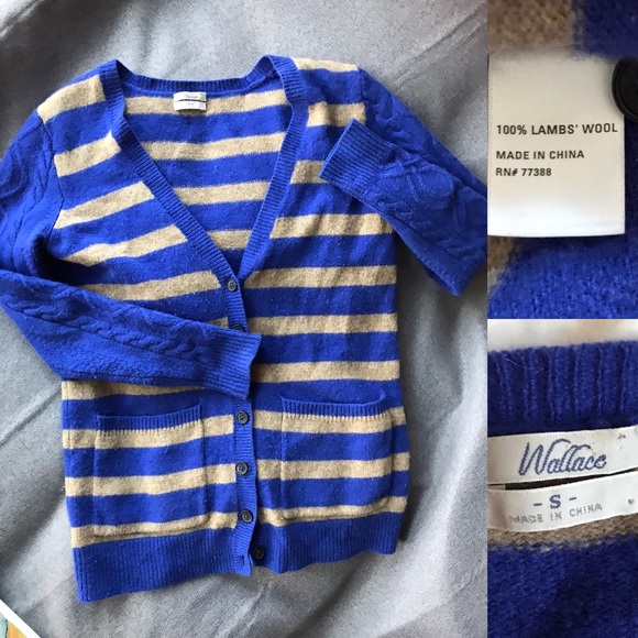 Madewell Sweaters - {WALLACE} ~MADEWELL~ striped cardigan blue tan EUC